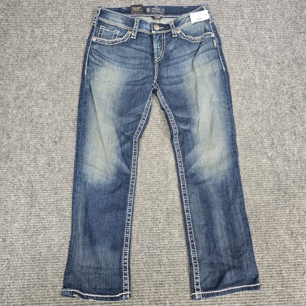 NWT Silver Jeans Natsuki Capri Womens 30x27 Dark Wash Thick Stitch Curvy